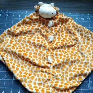 Giraffe Lovey Security Blanket knotted Animal plush brown tan spotted 12x12